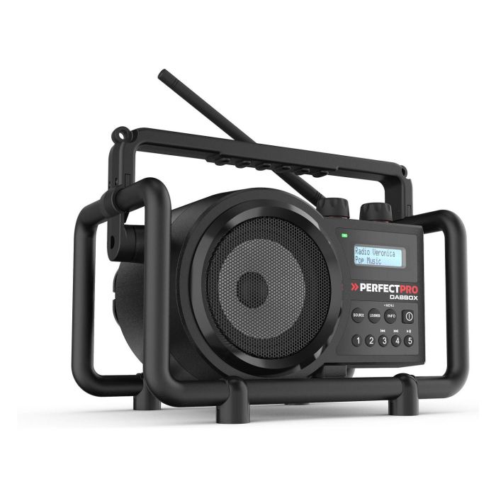 Perfectpro DABBOX Radio Portátil Baustellenradio Digital DAB+/FM 7W LCD Bluetooth Resistente IP54 Negro