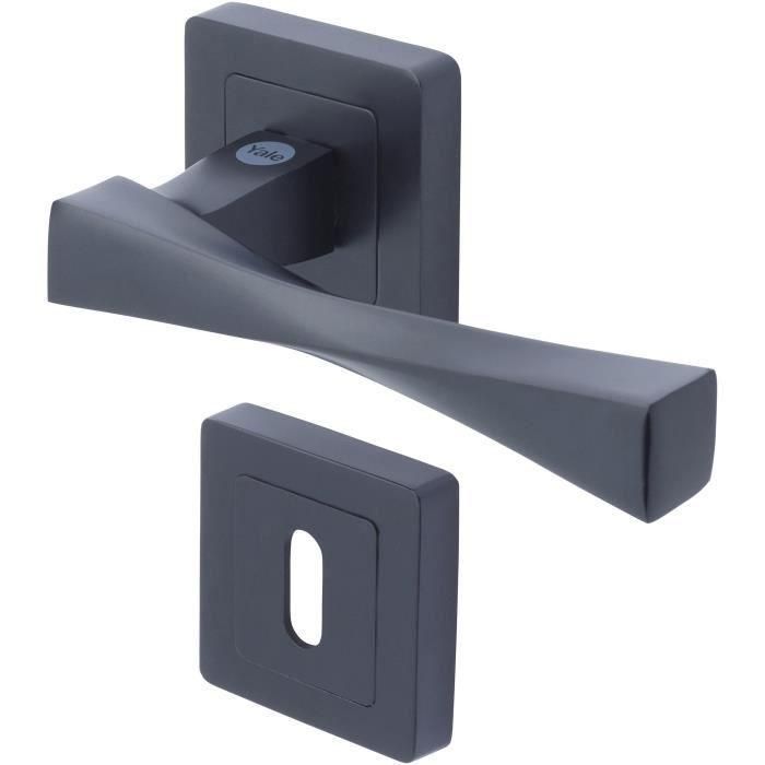 YALE YPP7-V-PC Tirador de Puerta Cuadrado 7 negro Modelo Verona con Llave de Paso