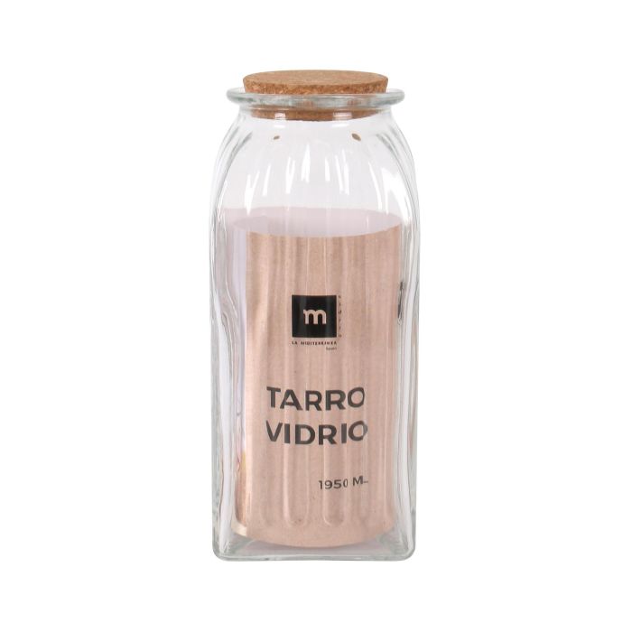 Tarro de Vidrio con Líneas y Tapón de Corcho 1950 ml - La Mediterranea (12 Unidades) 1 Tarro de Vidrio con Líneas y Tapón de Corcho 1950 ml - La Mediterranea (12 Unidades) 1