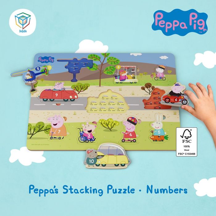 Deqube Peppa Pig Puzzle De Madera Numeros, Rompecabezas Educativo Para Niños A Partir de 2 Años Para Aprender a Contar 3 Deqube Peppa Pig Puzzle De Madera Numeros, Rompecabezas Educativo Para Niños A Partir de 2 Años Para Aprender a Contar 3