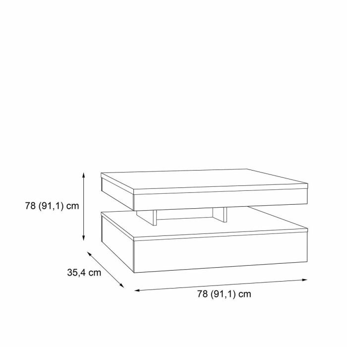 Mesa de centro con tapa giratoria - Cuadrada - Roble - 78 x 78 x 36 cm 1 Mesa de centro con tapa giratoria - Cuadrada - Roble - 78 x 78 x 36 cm 1
