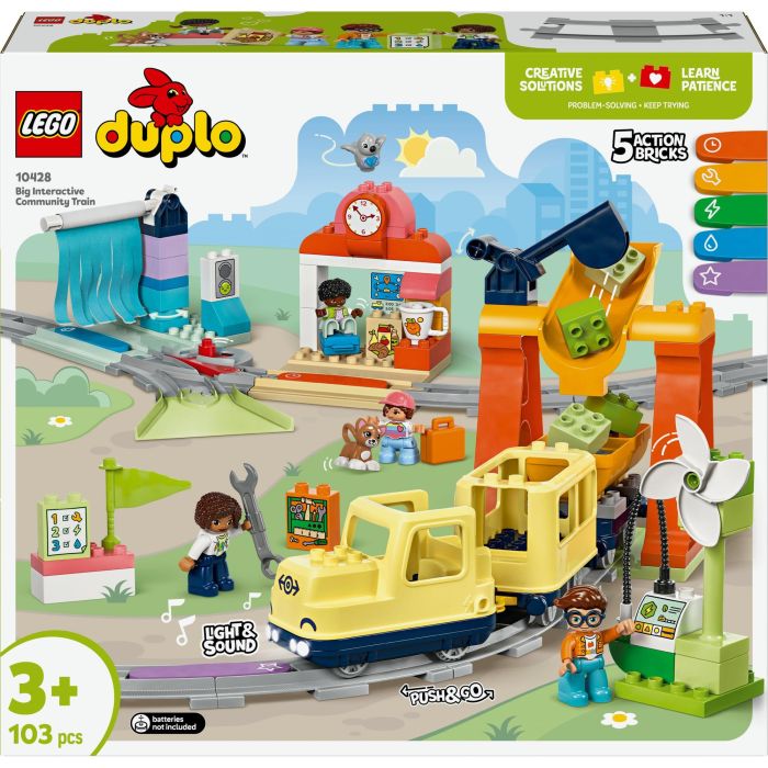 LEGO 10428 DUPLO My Town El Gran Tren Comunitario Interactivo - Juguete de Aprendizaje Temprano para 3 Años