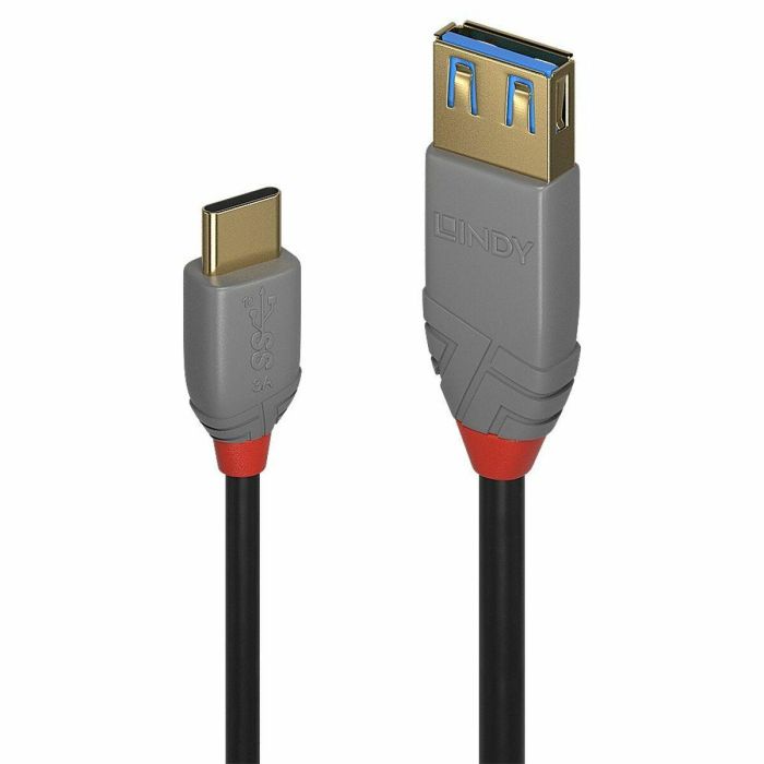 Lindy Cable Adaptador USB 3.2 Tipo C a A 10Gbps 0.15m Anthra Line 5A Triple Blindado Contactos Oro 24K