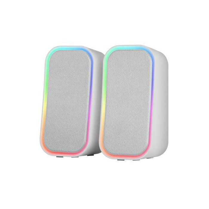 Mars Gaming Altavoces Bluetooth MS-OM/ 20W/ 2.0/ Blanco con Chipset DSP y RGB Control, Sonido Envolvente y Conectividad 5.3 + AUX-IN 2