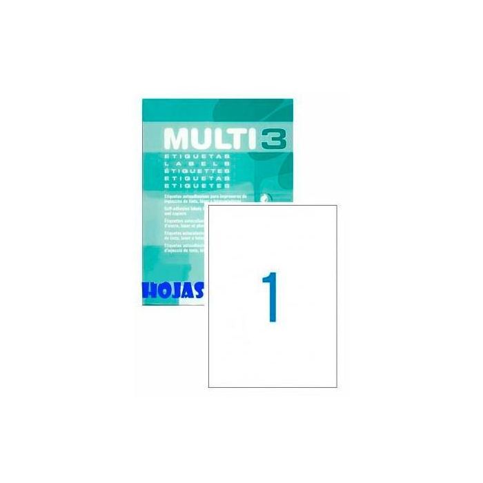 Multi-3 Etiquetas Adhesivas 210x297 Inkjet-Láser C-Rectos 1 X 100 H Blanco