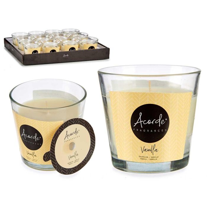 Vela Vaso Vainilla 28H Acorde 8.5x8x8.5 cm, Vidrio y Cera, Beige, 120 gr (12 Unidades) Vela Vaso Vainilla 28H Acorde 8.5x8x8.5 cm, Vidrio y Cera, Beige, 120 gr (12 Unidades)
