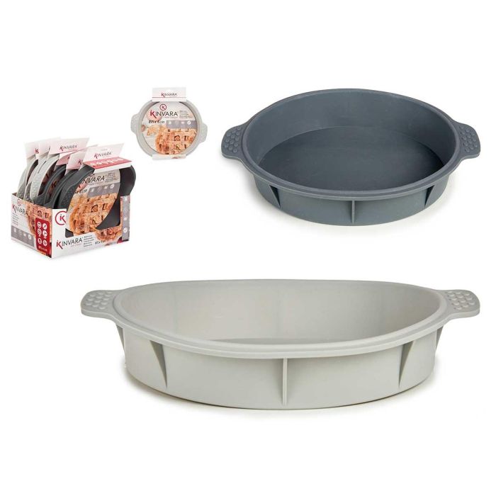 Molde de Silicona Redondo con Asas Kinvara 30x26x4.5 cm, 1000 ml, Gris (12 Unidades) Molde de Silicona Redondo con Asas Kinvara 30x26x4.5 cm, 1000 ml, Gris (12 Unidades)