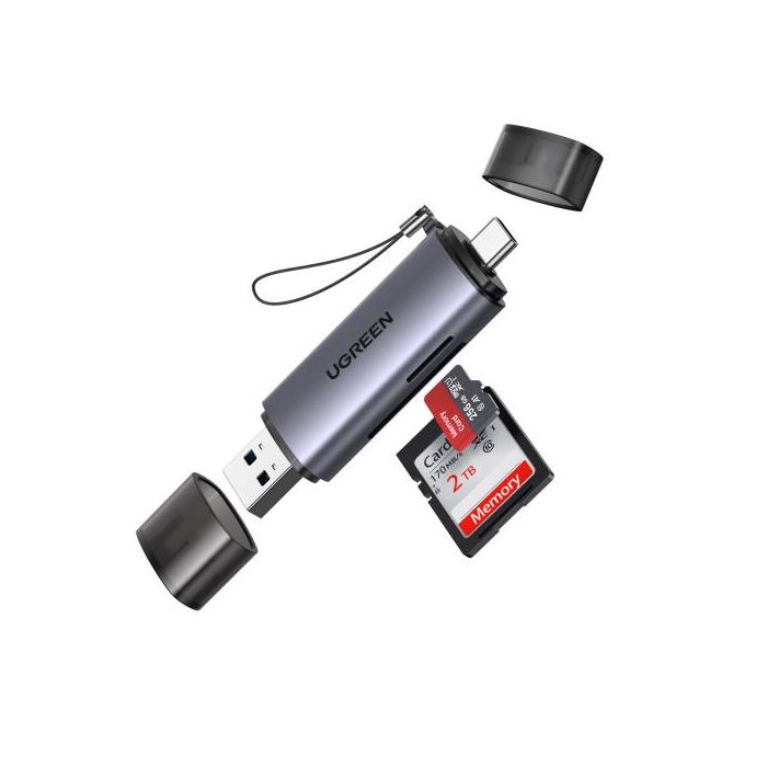 UGREEN 50706 Lector de Tarjetas USB/Micro-USB Doble SD/Micro SD, Plata 1