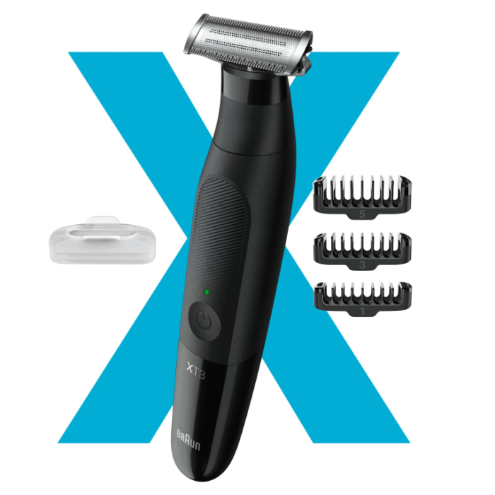 Braun XT3100 Recortadora Híbrida Serie X para Barba y Cuerpo con Lámina Flexible 4D, Resistente al Agua y 3 Peines