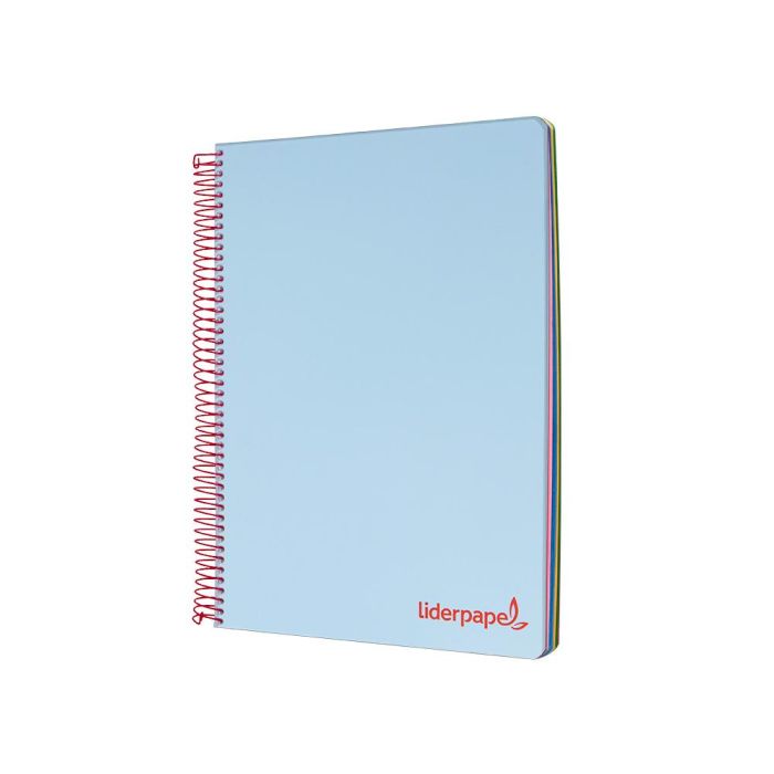 Cuaderno Espiral Liderpapel A4 Micro Wonder Tapa Plastico 120H 90 gr Cuadro 5 mm 5 Banda4 Taladros Color Celeste 2