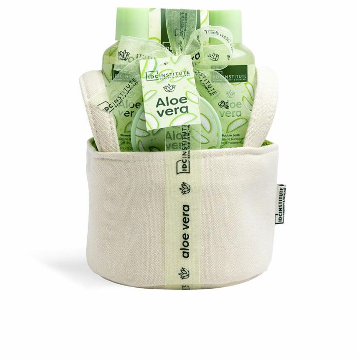 IDC INSTITUTE Kit de Baño Aloe Vera Spa Bliss con Gel, Burbujas, Sales y Loción Corporal - Estuche 4 pz