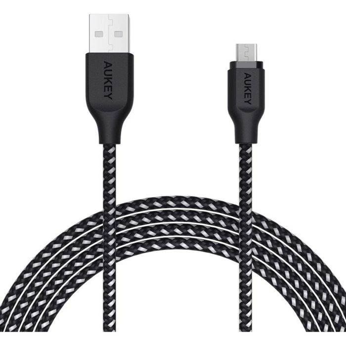 Cable USB a micro USB Aukey CB-AM2 Blanco Negro 2 m Cable USB a micro USB Aukey CB-AM2 Blanco Negro 2 m