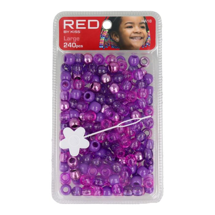 Red Kiss L Hair Beads 240 Pcs (Purp Asst)