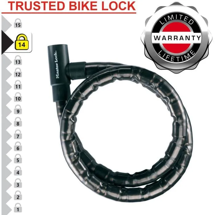 Master Lock 8115EURDPS Candado de Cable con Llave de Acero - Negro 1