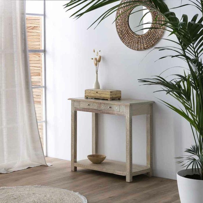 Recibidor con Cajones Alexandra House Living Blanco Natural Madera de mango Madera MDF 40 x 76 x 135 cm 7