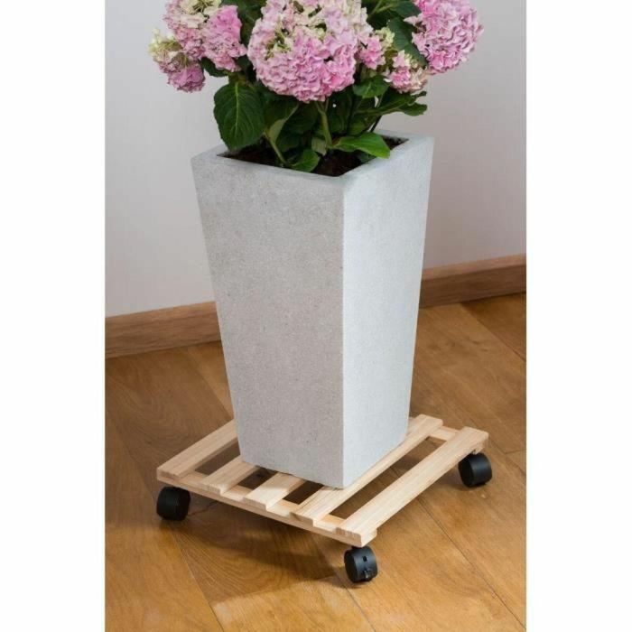 Soporte con Ruedas para Macetas Nature Natural Madera de abeto (35 x 35 x 7,4 cm) 1