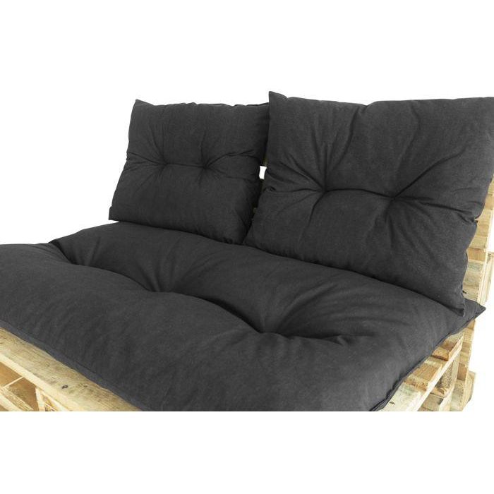 Jardín Privado Kit Palet Clásico Colchón Pizarra 120x80x10cm + 2 Cojines Respaldo 45x55x14cm Hidrófugo Espuma Reciclada 2 Jardín Privado Kit Palet Clásico Colchón Pizarra 120x80x10cm + 2 Cojines Respaldo 45x55x14cm Hidrófugo Espuma Reciclada 2