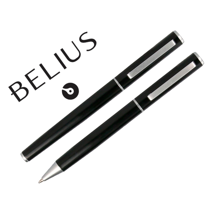 Belius Juego Bolígrafo y Roller Norwich Cuerpo Negro Mate y Detalles Cromados Satinados en Caja Regalo 0 Belius Juego Bolígrafo y Roller Norwich Cuerpo Negro Mate y Detalles Cromados Satinados en Caja Regalo 0