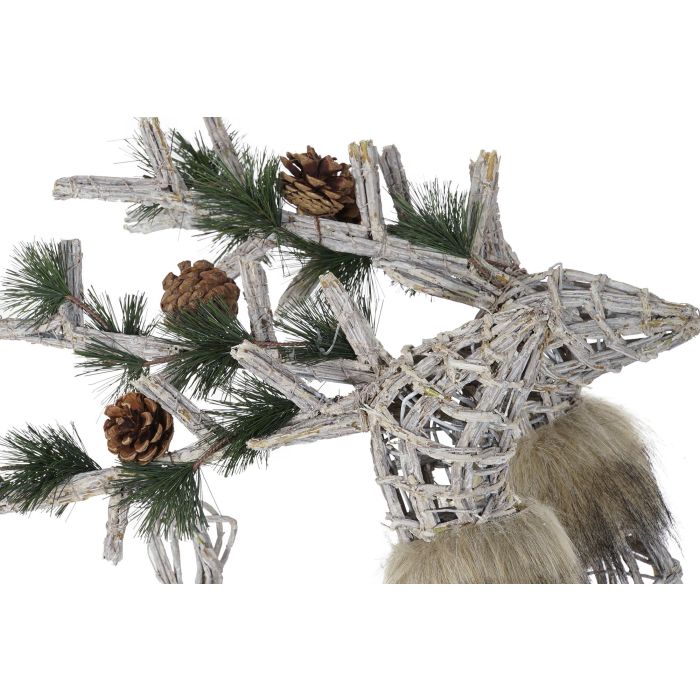 DKD Home Decor Reno Navidad Alpina LED Mimbre Blanco Marron 30x30x58 cm Set de 3 2