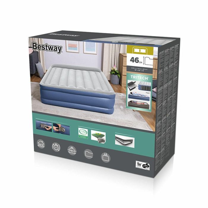Bestway BES6941607329689 Cama Hinchable Doble Tritech, 203x152x46 cm, Soporta 300 Kg, Inflado Rápido en 4 Minutos 1