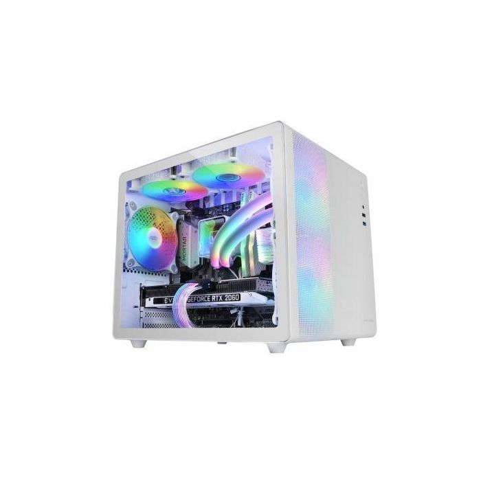 Mars Gaming Caja Gaming Minitorre MC-400 Blanca, Diseño Doble Cámara, Refrigeración FRGB Integrada, Ventana Cristal Templado, Micro-ATX, Mini-ITX 1