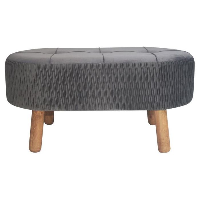 DKD Home Decor Descalzadora Scandi para Dormitorio o Recibidor Velvet Madera Gris Oscuro Natural 46x38x80cm Asiento 38cm Desmontable