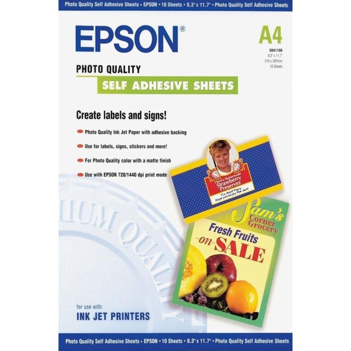 Papel adhesivo Epson C13S041106 A4 10 Hojas (1 unidad)