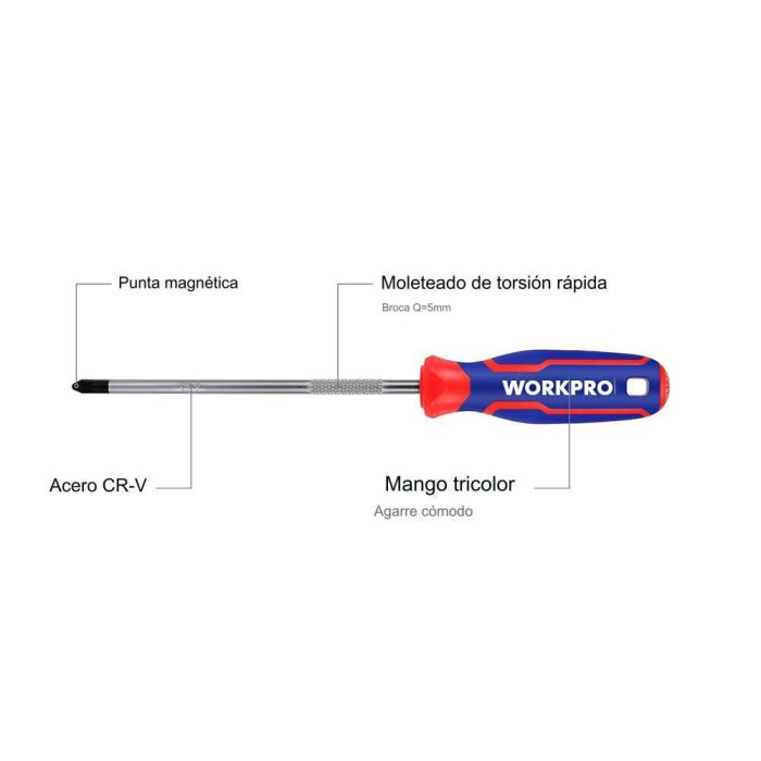 Destornillador phillips ph1 x 150 mm. workpro 8