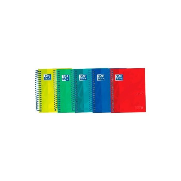 Oxford Cuaderno Touch Europeanbook 4, A4 Microperforado, 120 Hojas, Cuadrícula 5x5mm, Tapa Extradura, Colores Surtidos (5 Unidades) (5 Unidades)