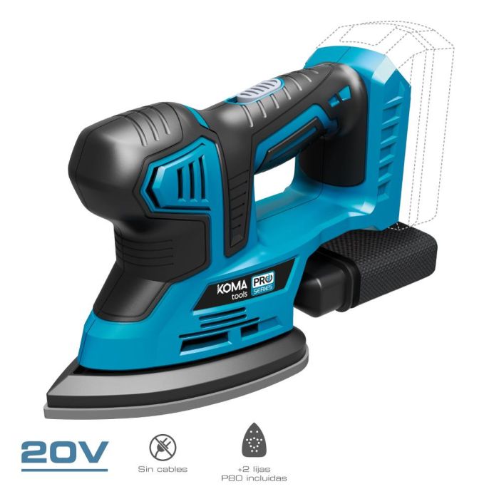 Koma Tools 20v-lm Lijadora Delta 20V 12000 RPM sin Batería ni Cargador Ergonómica con Filtro Recoge Polvo y 2 Lijas P80 0 Koma Tools 20v-lm Lijadora Delta 20V 12000 RPM sin Batería ni Cargador Ergonómica con Filtro Recoge Polvo y 2 Lijas P80 0