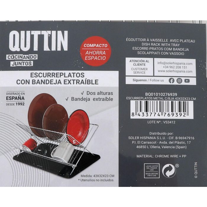 Escurreplatos de metal Quttin 43x32x23 cm (6 Unidades) 4 Escurreplatos de metal Quttin 43x32x23 cm (6 Unidades) 4