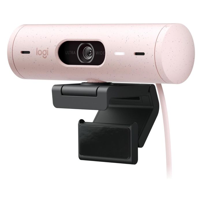Logitech Webcam Brio 500 Rosa Full HD 1080p 4MP 90° con Clip de Montaje Universal USB-C Plug and Play Rightlight 4 HDR 1