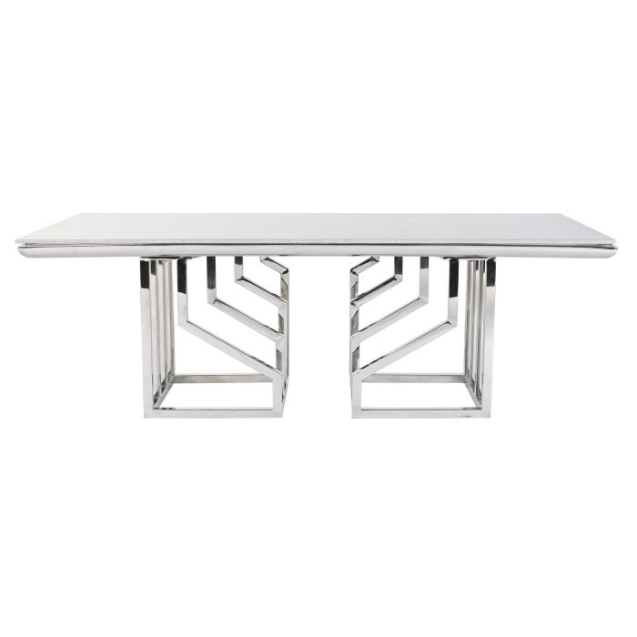 DKD Home Decor Mesa de Centro Moderna de Acero y Cristal Blanco Plateado para Salón | Medidas: Ancho 120 x Largo 60 x Alto 40 cm 5