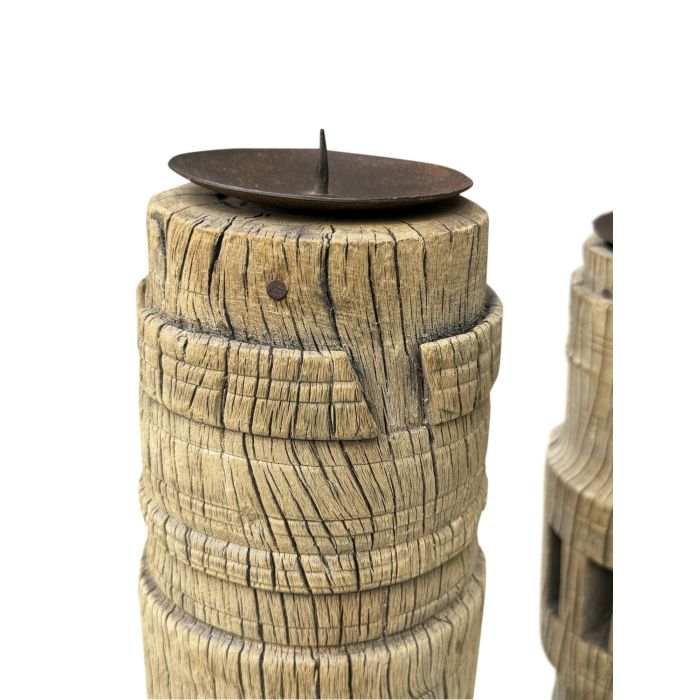 Portavela Item Home DKD Home Decor Natural 10 x 30 x 10 cm (2 Unidades) 2 Portavela Item Home DKD Home Decor Natural 10 x 30 x 10 cm (2 Unidades) 2