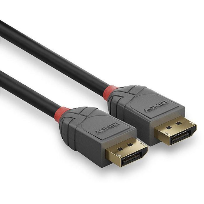 Lindy DisplayPort 1.4 Anthra Line Cable 5m para Instalaciones AV IT, Soporta 4K 4096x2160@120Hz, Contactos Oro 24K, 28AWG, Triple Apantallamiento 2