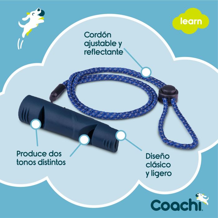 Coachi Silbato Dos Tonos para Adiestramiento y Llamada de Perros y Cachorros con Cordón Reflectante Ajustable Ligero Azul Oscuro 7