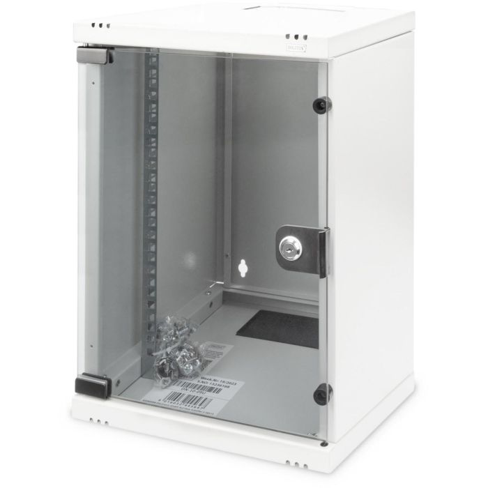Digitus Carcasa Mural Compacta 9HE 254mm 10" con Puerta de Cristal Gris