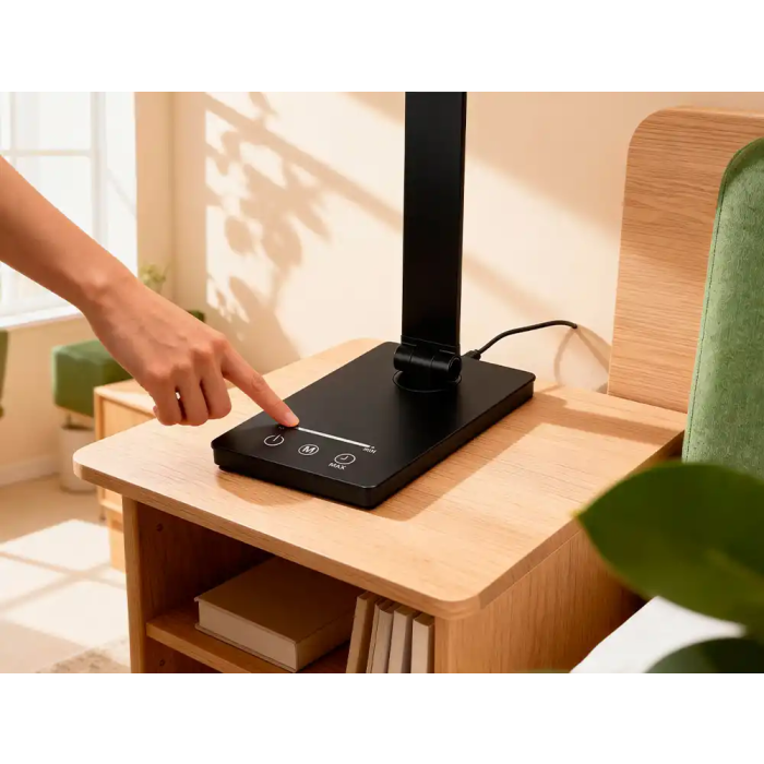 Q-connect Lampara Escritorio Vega LED 10W 400lm Tactil 5 Niveles Brillo Color Regulable Negro 7