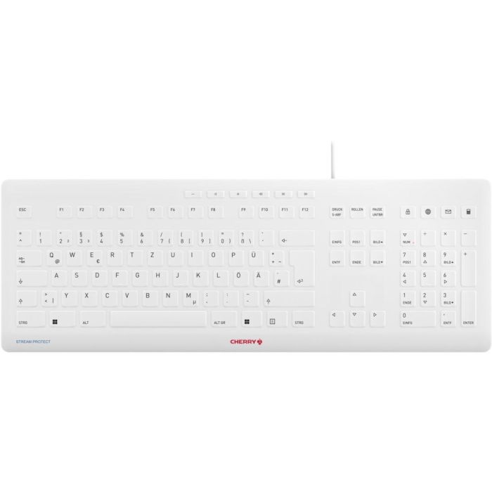 Cherry Keyboard STREAM PROTECT [DE] Teclado Blanco Gris