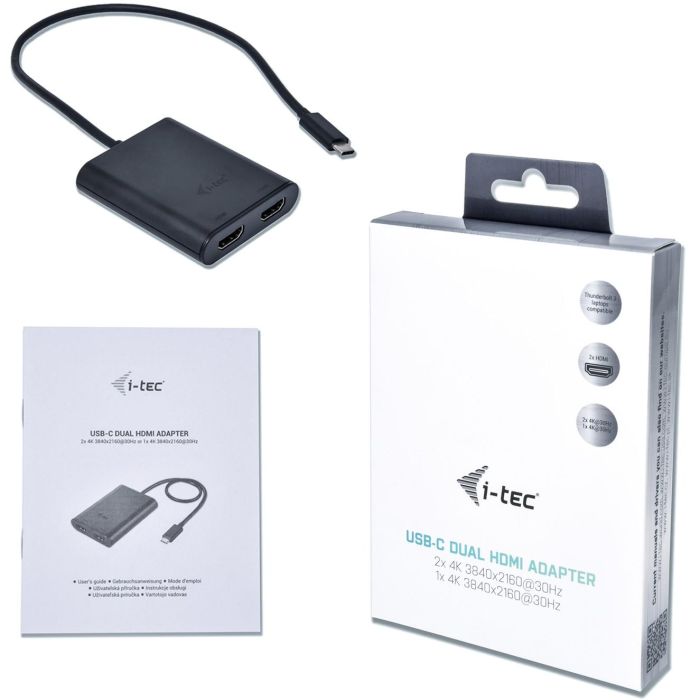 Adaptador DisplayPort a HDMI i-Tec C31DUAL4KHDMI Negro 4K Ultra HD 3