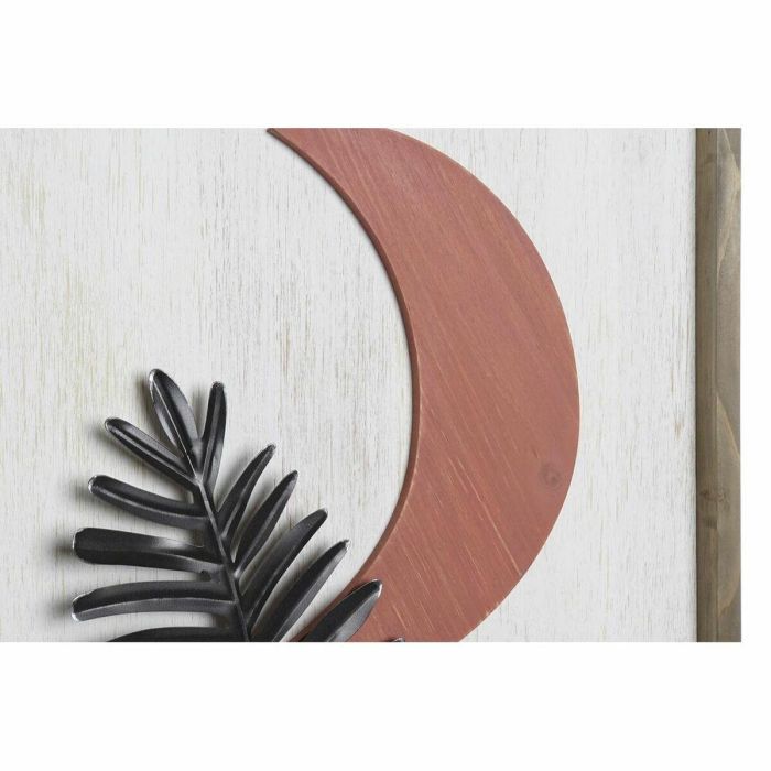 DKD Home Decor Cuadro Scandi Decorativo Pared Naranja Amarillo Negro Blanco 76.5x51cm MDF Metal Hojas Luna (Set 2 Unidades) 2