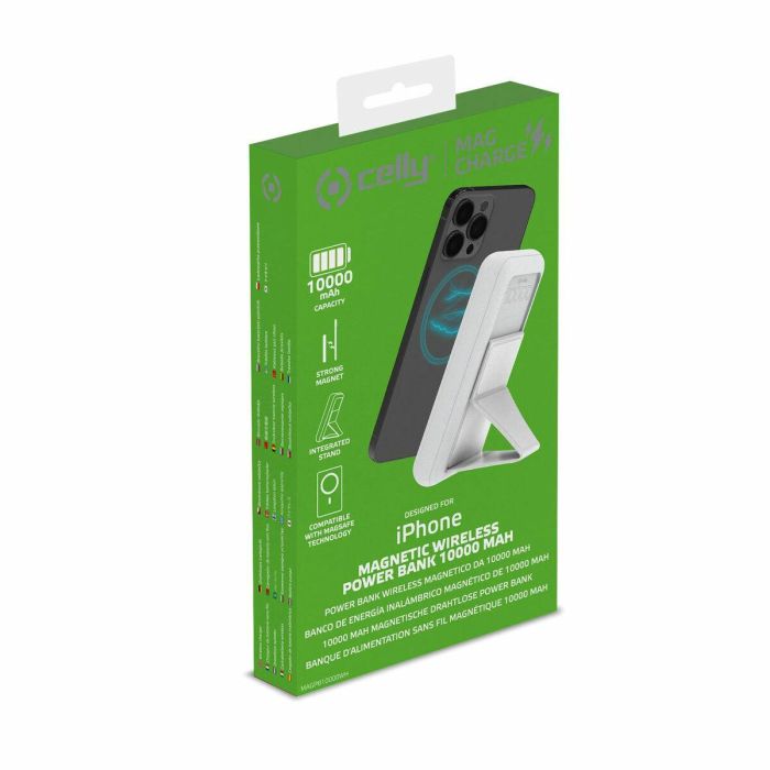 Celly Cargador Power Bank Inalambrico Compatible Magcharge 10K Mah Blanco 1 Celly Cargador Power Bank Inalambrico Compatible Magcharge 10K Mah Blanco 1