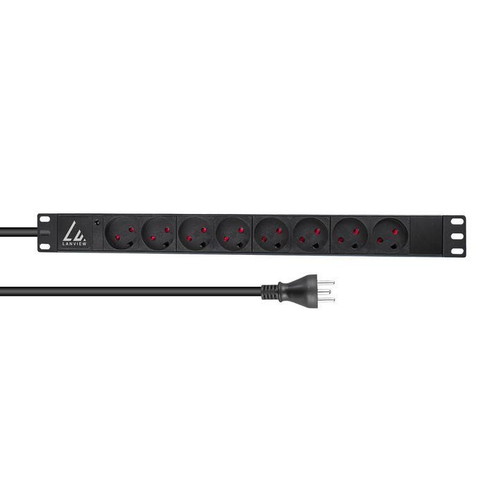Lanview 19'' rack mount power strip, 2m, 13A with 8 x danish type K socket Lanview 19'' rack mount power strip, 2m, 13A with 8 x danish type K socket