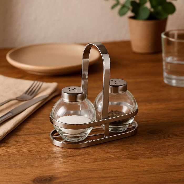 Set Salero Pimentero Versa - Cristal y Metal (2 Unidades) 2 Set Salero Pimentero Versa - Cristal y Metal (2 Unidades) 2