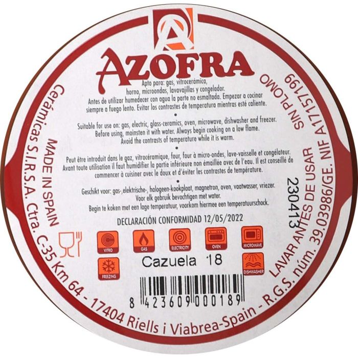 Cazuela Vitro Azofra 18 cm (26 Unidades) 2 Cazuela Vitro Azofra 18 cm (26 Unidades) 2