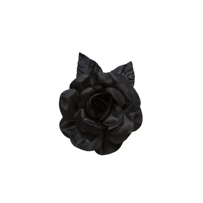 Mini Flor con 2 Hojas Artificiales Negro