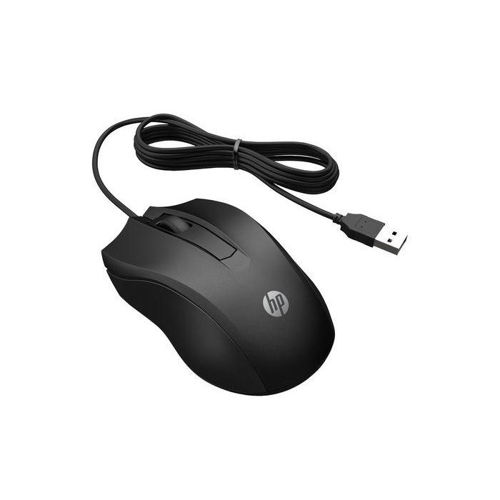 HP Mouse con Cable 100, Diseño Ambidiestro Ergonómico para Comodidad Todo el Día y Movimientos Fluidos 1