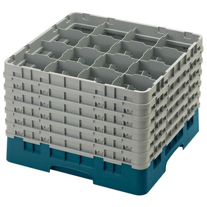 CAMBRO - 16S1214-414 - Cesta de lavado 16 comp. 6 alturas - 10,9 cm Ø máx. - alt. máx. 32,3 cm - 50 x 50 x 34,9 cm - Cerceta