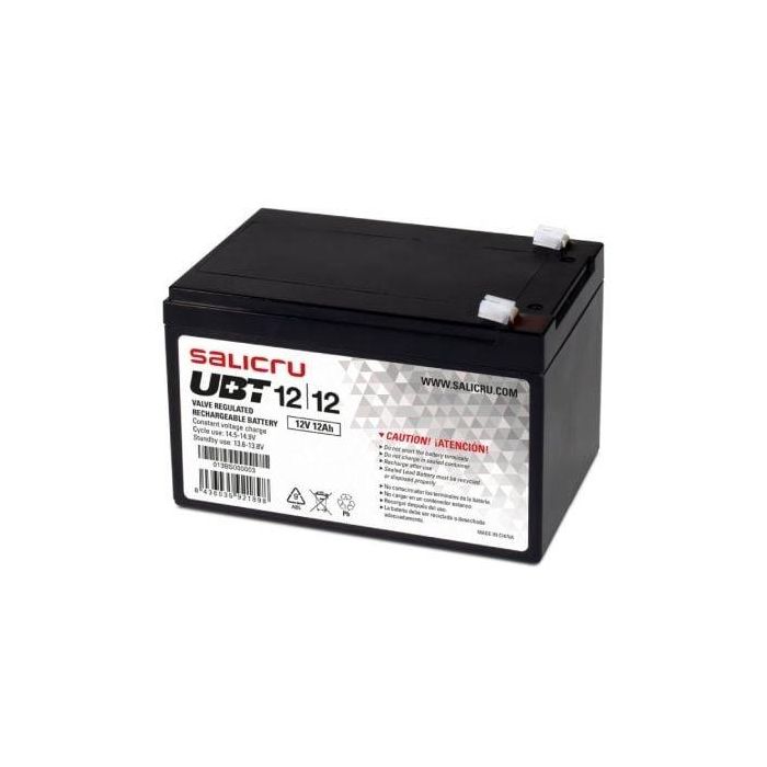 Salicru 013BS000003 Batería AGM Sealed Lead Acid (VRLA) 12V 12Ah para UPS / SAI de la serie UBT | Sin Mantenimiento