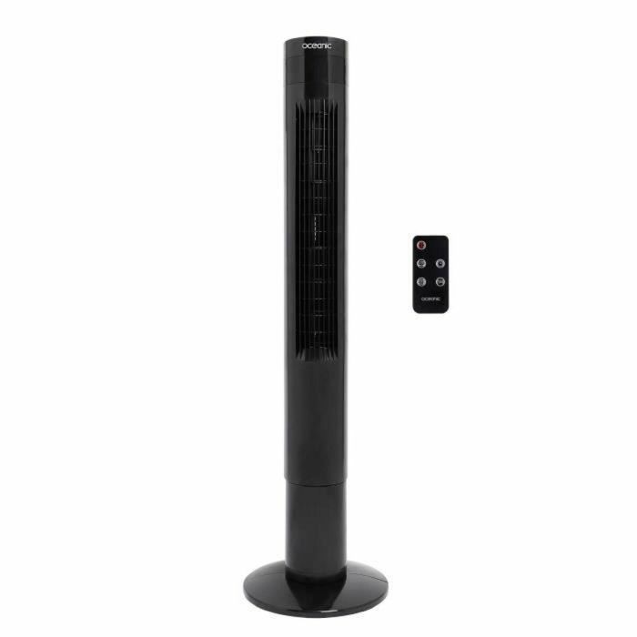 Ventilador de columna oceánica - 50W - Altura 110 cm - Oscilación automática - Control remoto - Temporizador - Negro